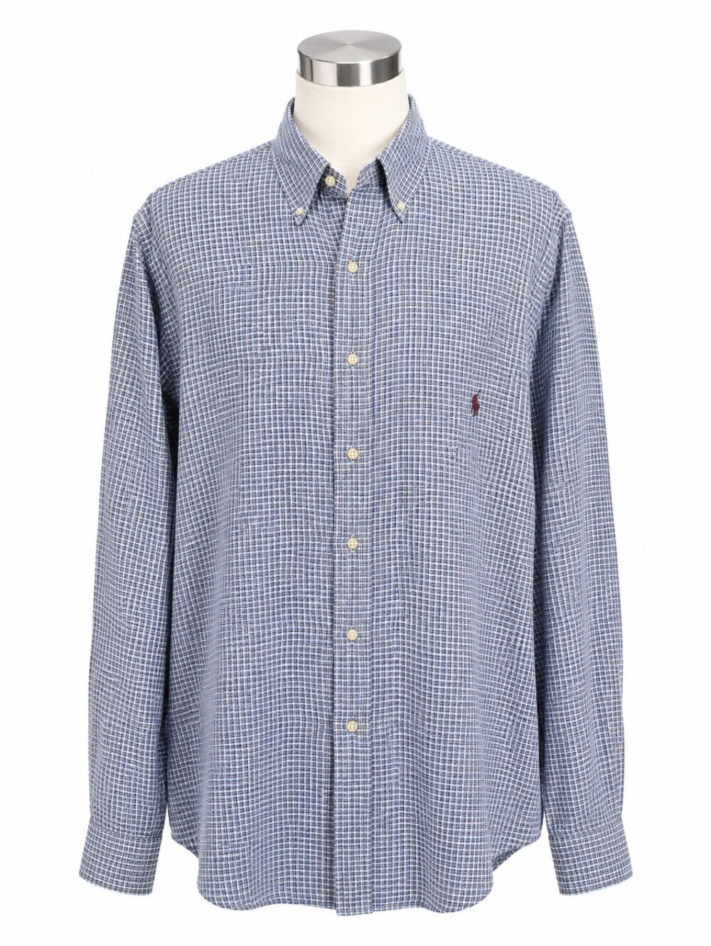 Ralph Lauren Men's Blue & Brown Plaid Long Sleeve Button Up Shirt XL Tall Casual